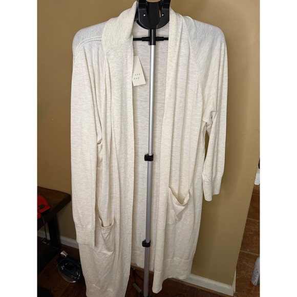 a new day Sweaters - A New Day Womens Oatmeal Heather Longline Open Front Duster Cardigan 2X NWT